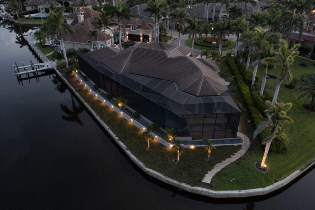 Outdoor landscape lighting installation for waterfront property in Southwest Florida