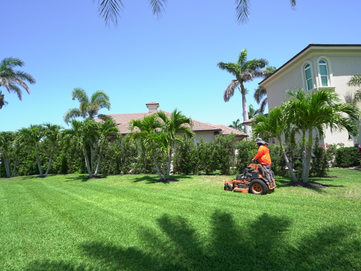 Lawn mowing service for residential property in Cape Coral Florida