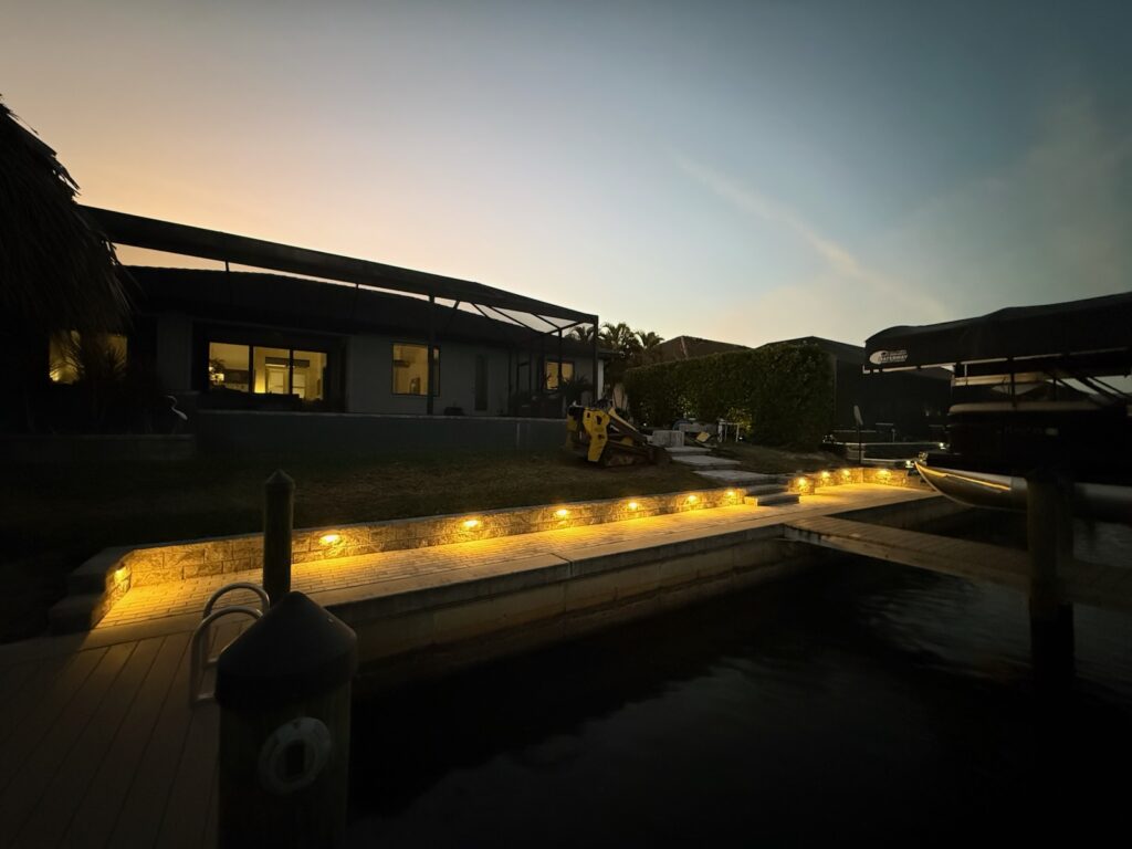 Dock lighting installation for waterfront home in Florida